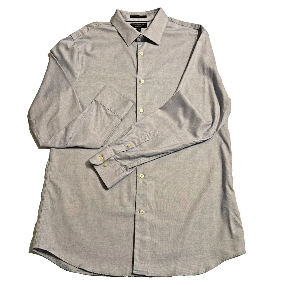 Banana Republic Men’s Large Slim Fit Non-Iron Dress Shirt Blue/ light gray